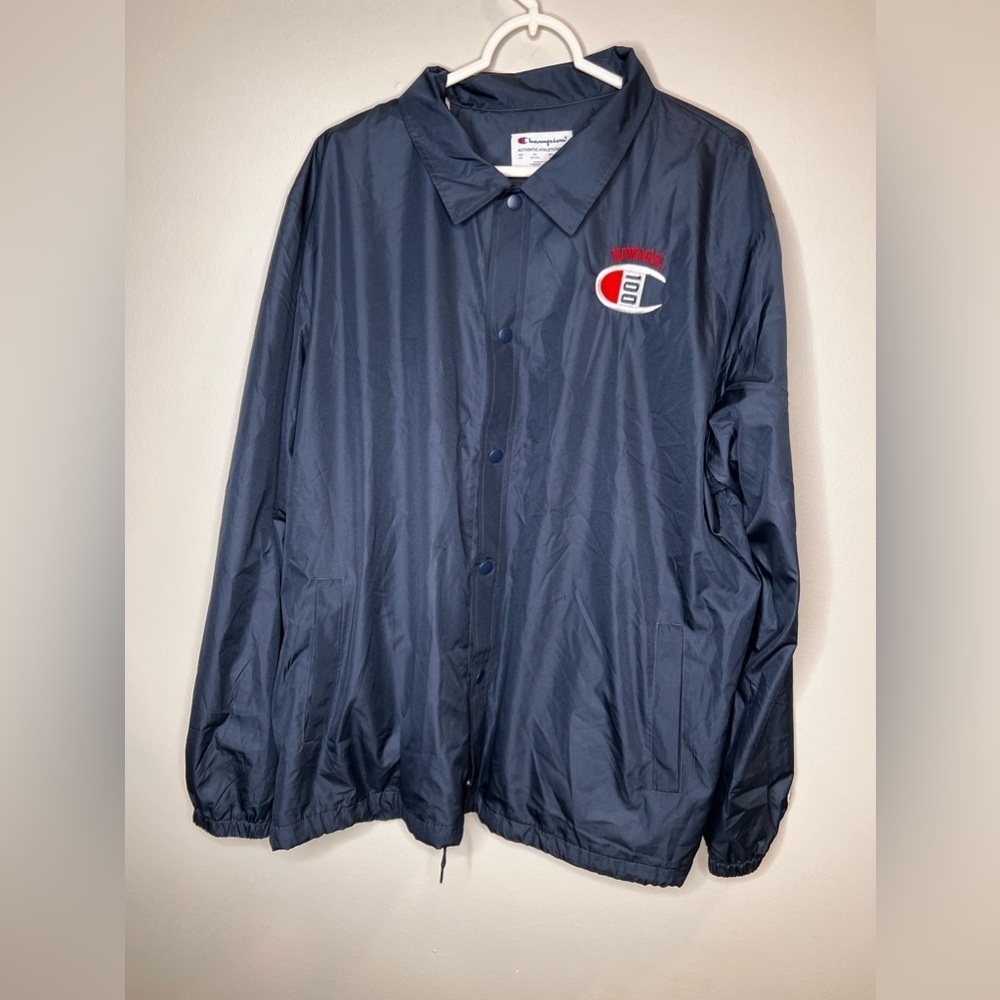 Champion Coaches Jacket Wind Breaker Men’s Size 2XL Snap Button Dark Blue - Picture 1 of 5